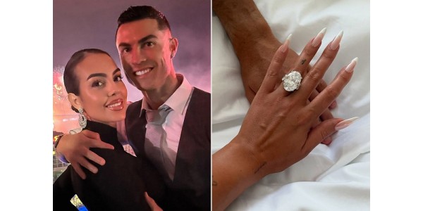 Cristiano Ronaldo schenkt Georgina Rodríguez een verlovingsring van £ 3,7 miljoen Cristiano Ronaldo schenkt Georgina Rodríguez een verlovingsring van £ 3,7 miljoen